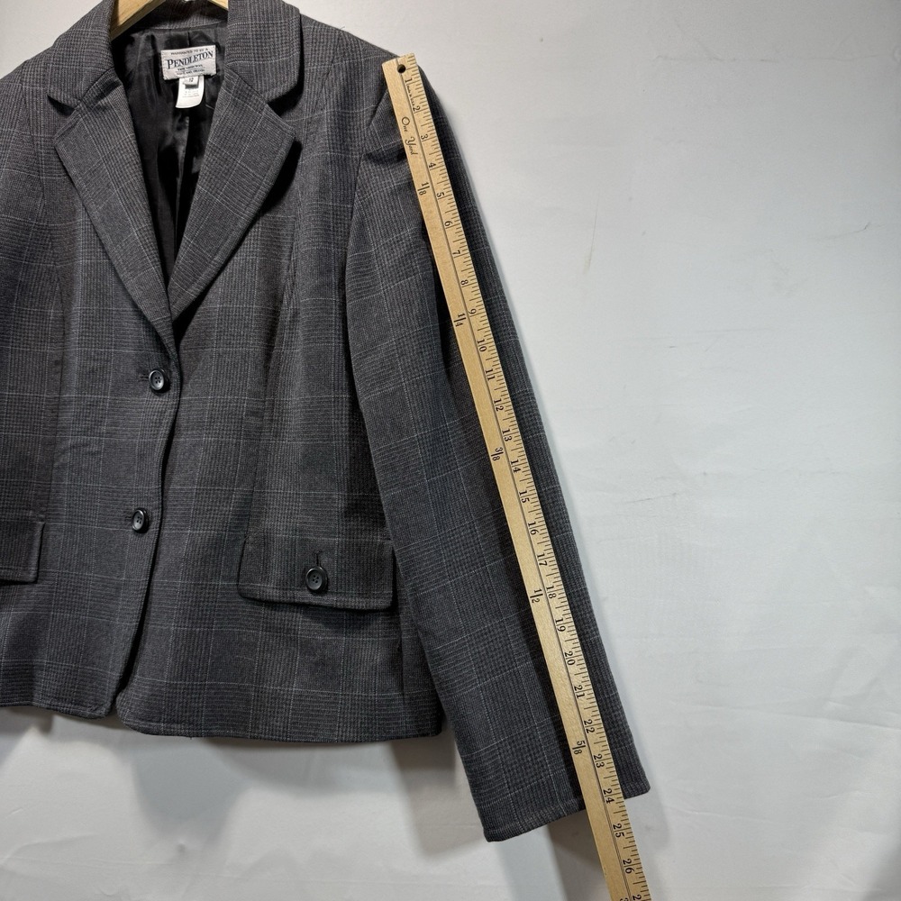 PENDLETON PLAID BLAZER 100% WOOL JACKET SPORTCOAT GRAY WOMENS 12 - Picture 3 of 13
